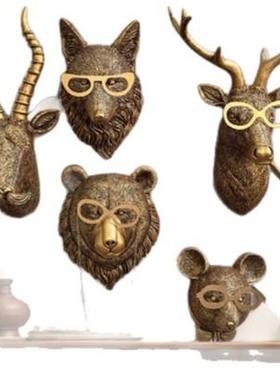 仿古铜色动物挂件家居装饰室内客厅壁炉树脂工艺品壁挂装饰