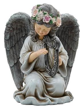 天使花园雕像摆件庭院树脂工艺品草坪户外太阳能灯小女孩抚琴摆件