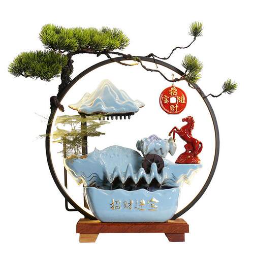 新中式流水招财摆件创意循环水假山加湿喷泉客厅乔迁新居开业礼品