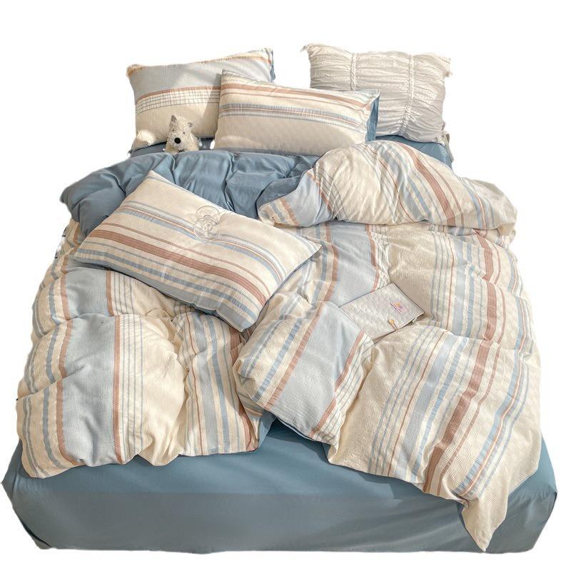 全棉花夫格床上四件套华纯棉床ydyjf22品提简约宿舍床被套罩单床