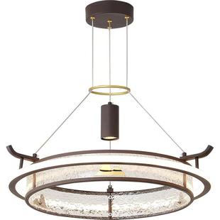 新中式客厅吊灯圆形LED餐厅饭店包房吊灯酒店会所复式楼茶室吊灯