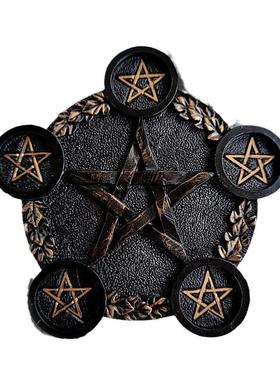 2024新款热卖欧式复古五芒星烛台家居桌面树脂饰品脂摆件装饰