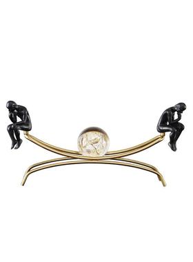 欧式轻奢水晶球金属摆件创意家居客厅卧室人物装饰工艺品