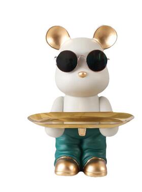 北欧树脂电镀熊摆件陶瓷创意玄关钥匙收纳装饰家居乔迁礼品电视柜