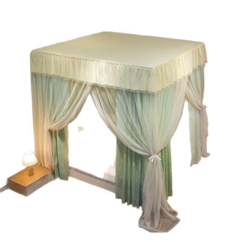 蚊帐床帘遮光家用卧室一体式带支架加密加厚宫廷落地床幔防尘顶布