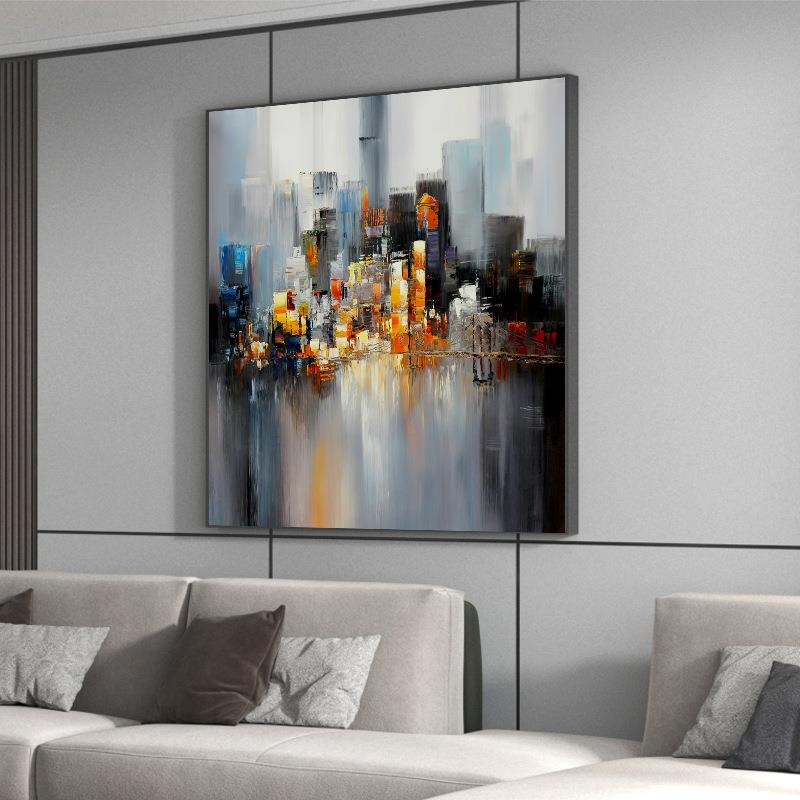 大海油画巨幅客厅装饰画抽象艺术海景挂画酒店轻奢样板间家具城