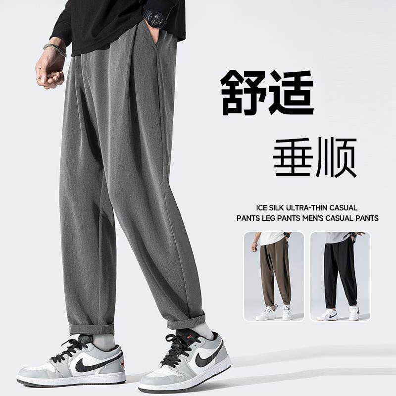 休闲小西装裤男士春秋款2024新款潮直筒加厚九分裤子男款秋季长裤