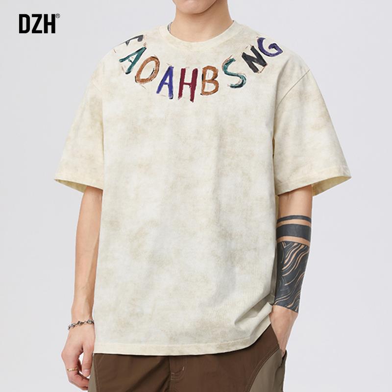 男士重磅短袖男t恤潮牌男款夏季半袖美式印花宽松体恤衫2025新款