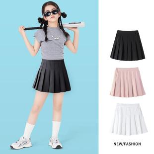 女童网球裙夏装2025新款中大童运动百褶裙女孩夏天黑色jk短裙子潮