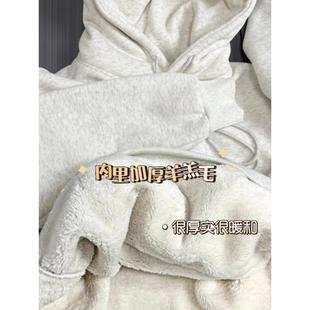 女童卫衣冬季加绒连帽上衣韩系女孩冬装特厚羔羊绒初中生校服内搭