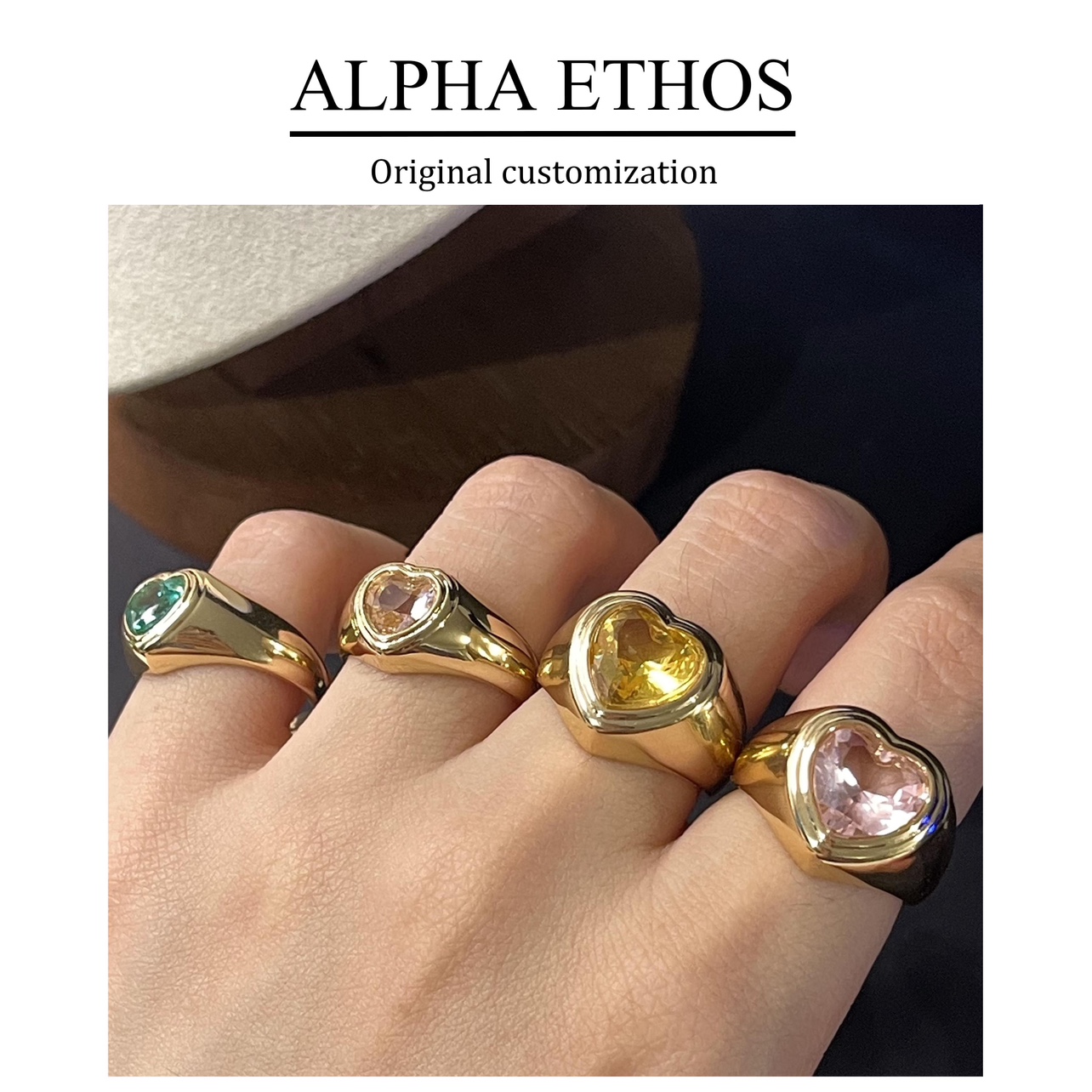 ALPHA ETHOS 女生桃心戒指 大爱心 小爱心 时尚小众设计