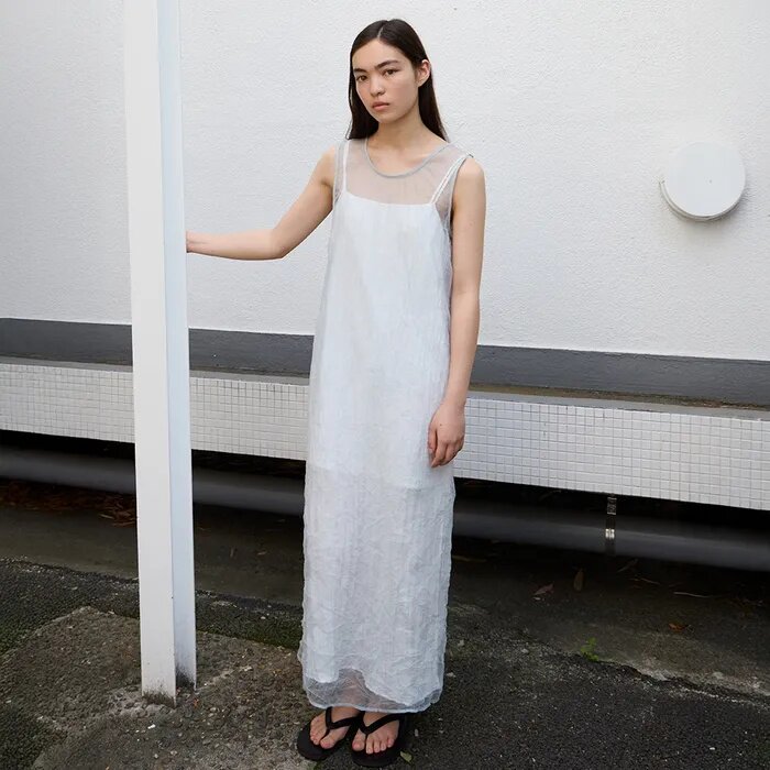 IRSG2025夏季新款女士白色褶皱连衣裙白色