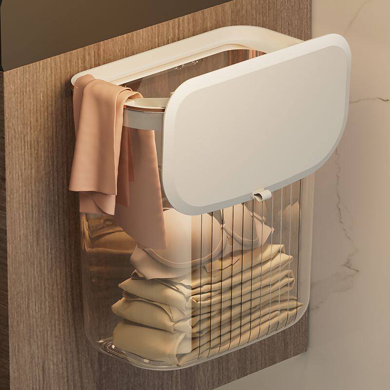 卫生间放干净衣服洗澡防水浴室放衣神器厕所收纳筐壁挂带盖脏衣篮