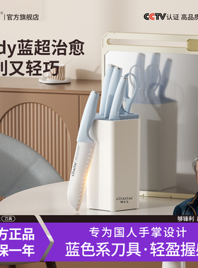 刀具套装厨房专用砍骨切片切菜切肉刀全套厨具蓝色菜刀菜板二合一