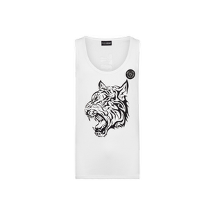 PLEIN SPORT男士老虎头印花圆领无袖背心
