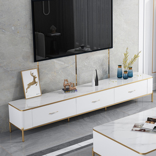 掌上明珠家具北欧轻奢大理石岩板客厅落地茶几电视机柜组合现代简
