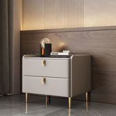 法蕾欧意式 床头柜卧室家用简约现代床边柜储物收纳柜全实木岩板简