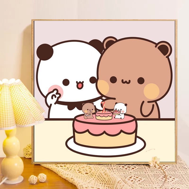 一二布布周年纪念日数字油画diy生日快乐礼物手工自己涂色涂鸦画