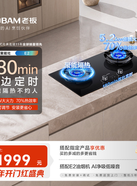 【新品】老板燃气灶E2/E2P定时煤气灶厨房家用猛火双灶官方旗舰店