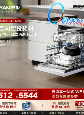 老板洗碗机盐系G1PMax家用全自动17/21套大容量嵌入式消毒柜一体