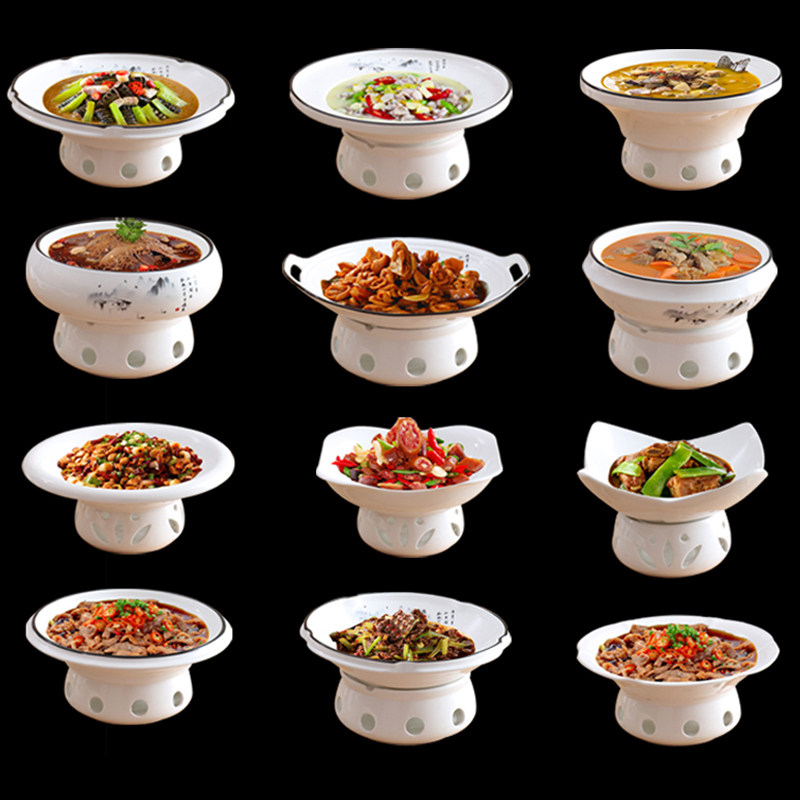 酒精炉蜡烛加热盘子菜盘商用保温餐具家用创意干锅陶瓷碟酒店明炉