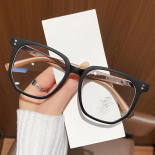 复古木纹TR大框近视防蓝光镜学院风镜方框素颜显瘦平光配度数眼镜