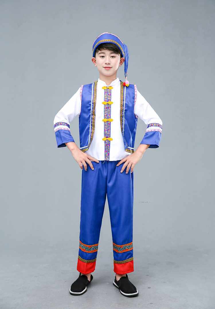 新款儿童布朗族舞蹈服布依族演出服装哈尼族男女运动会民族表演演