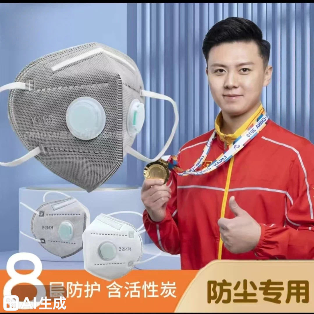 3d立体双呼吸阀n95口罩夏季透气防尘工业粉尘打磨装修8层加厚防护