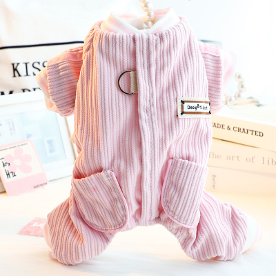 狗狗衣服秋冬装厚款运动服四脚休闲棉衣可牵引小型犬泰迪宠物比熊