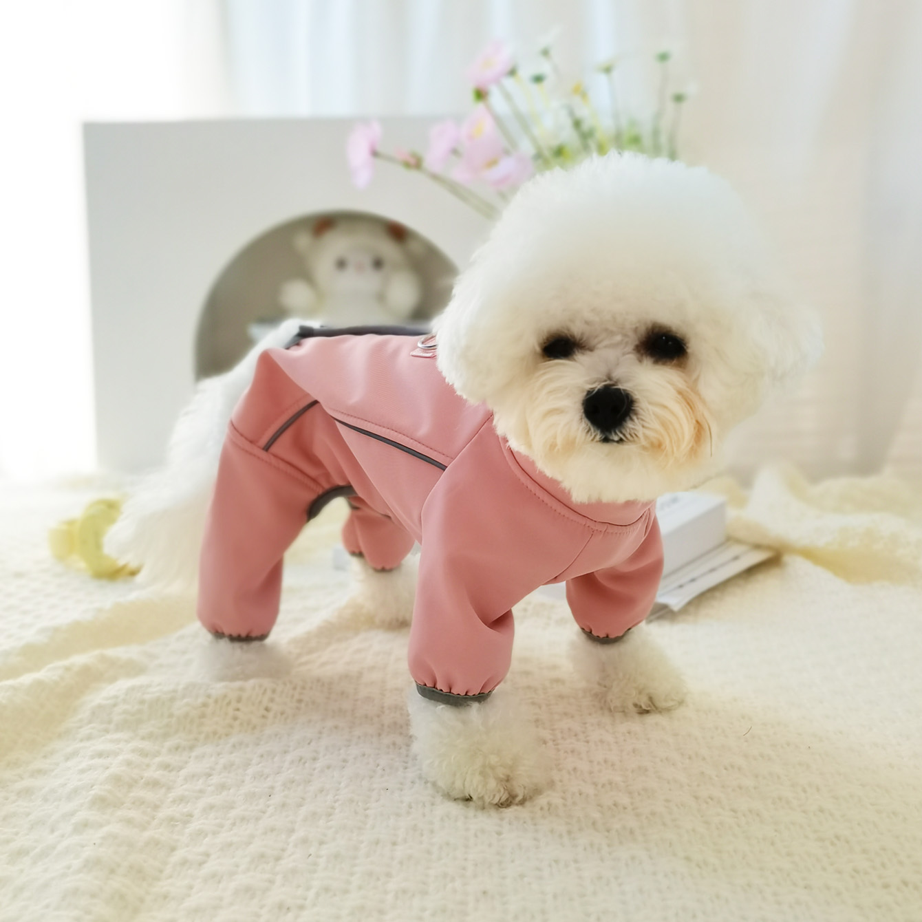 狗狗衣服秋冬装厚款四腿护肚包肚三防运动棉衣可牵引小型犬宠物