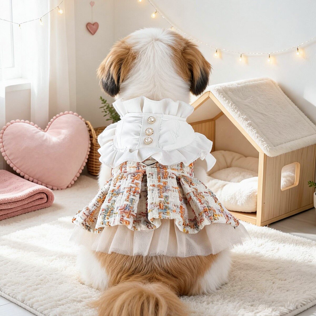 狗狗衣服春秋装可爱公主裙珍珠小香风小型犬猫泰迪宠物可牵引比熊