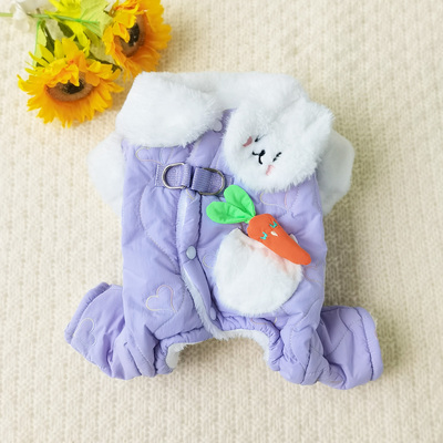 狗狗衣服秋冬装厚款加绒四腿护肚包肚衣棉衣可牵引小型犬宠物泰迪