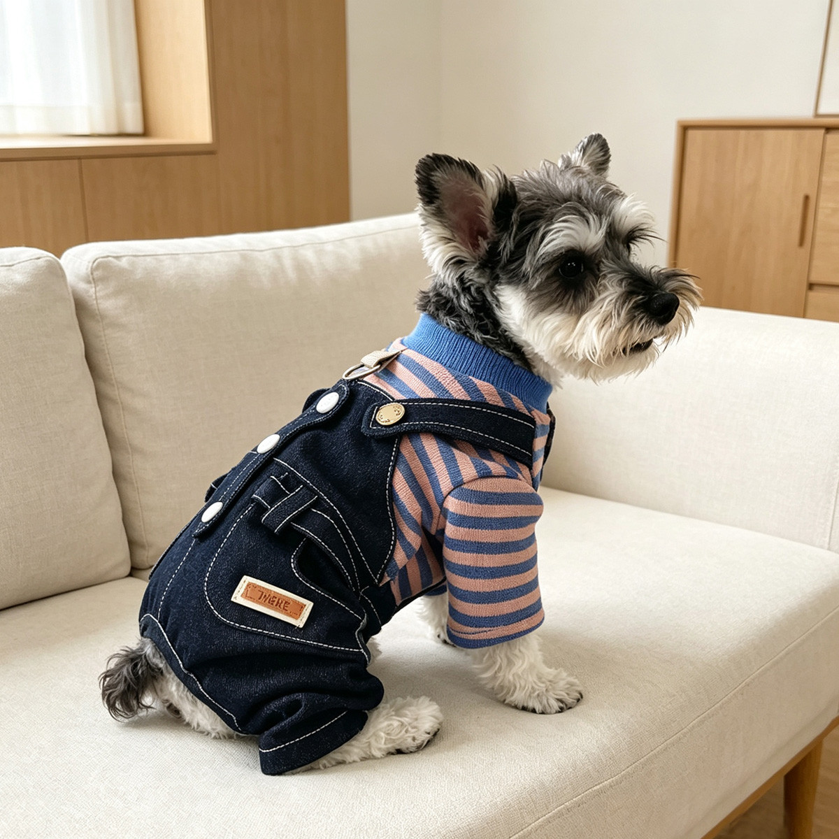 狗狗衣服春秋装背带裤工装牛仔四脚小型犬泰迪宠物比熊雪纳瑞帅气