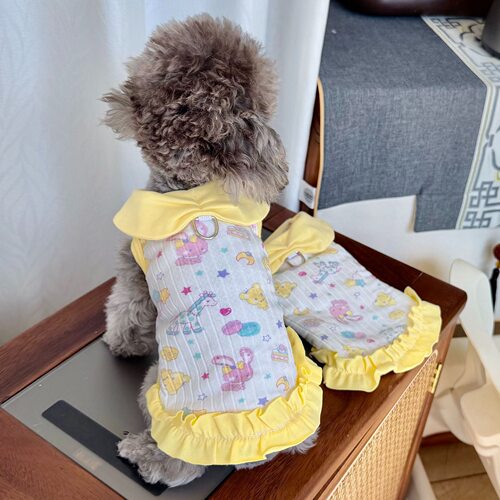宠物衣服秋冬款绒衣公主裙狗狗猫咪小型犬泰迪比熊萌萌花边背心
