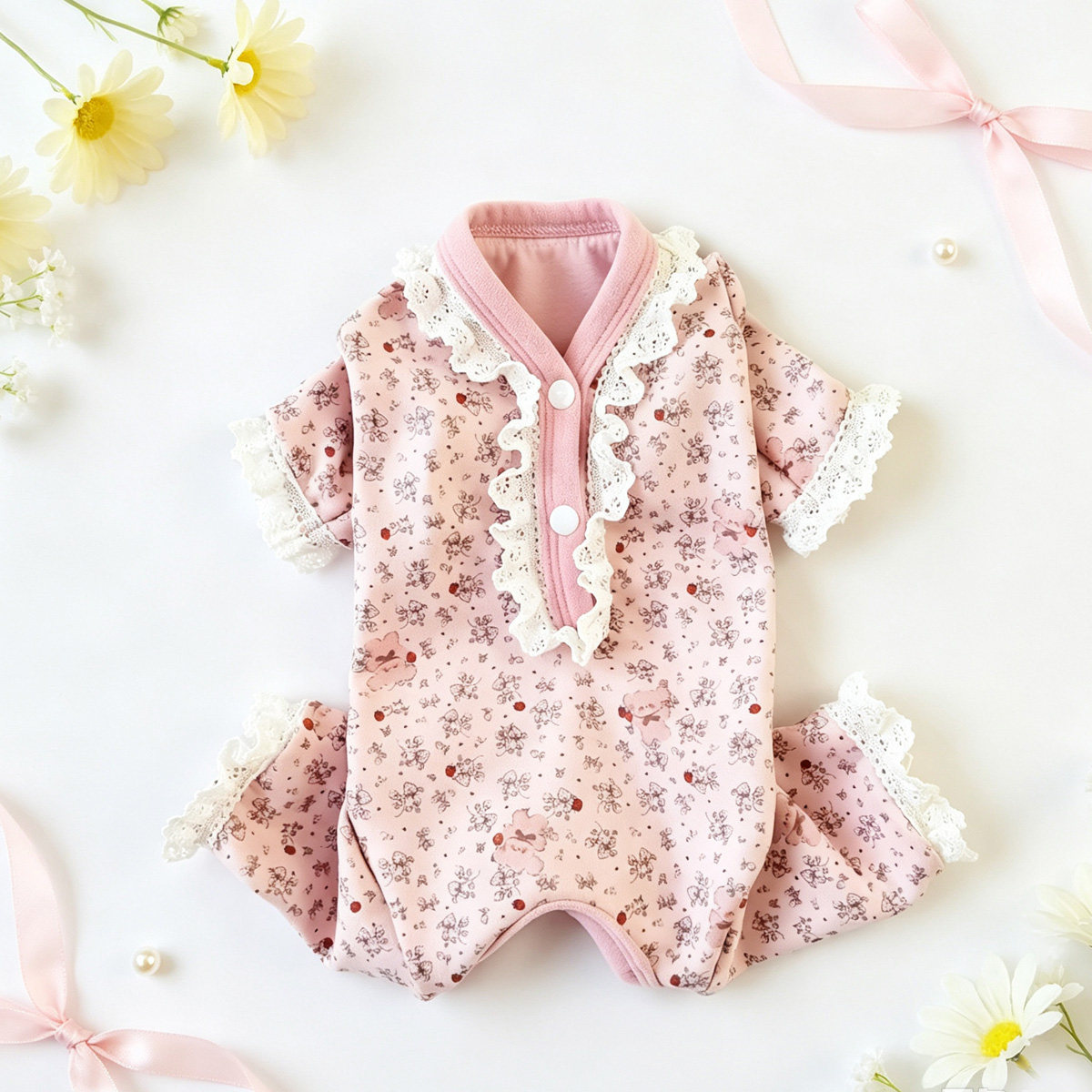 狗狗衣服秋冬装厚款碎花包肚子护肚棉衣家居服小型犬泰迪宠物比熊