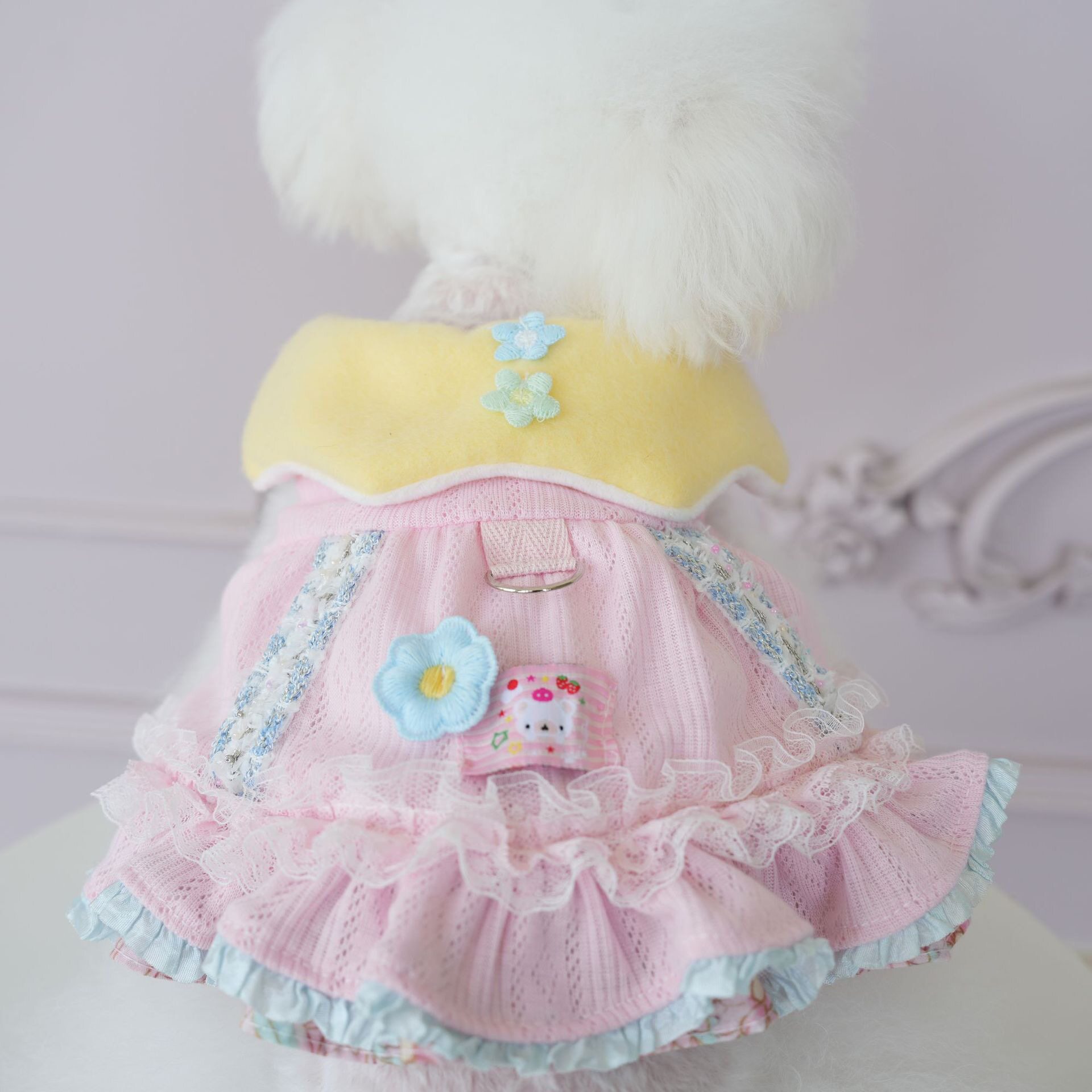 狗狗衣服秋冬厚款公主裙棉衣蕾丝花边裙摆小型犬泰迪宠物比熊博美