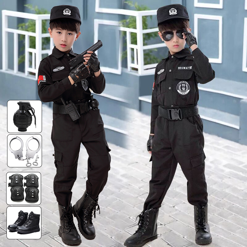 儿童装备演警表演警官特警服