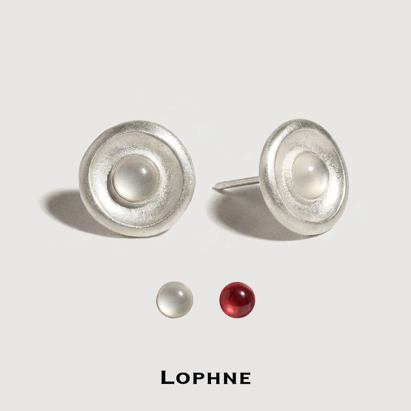 LOPHNE荷包蛋白红玛瑙中古耳钉 纯银个性文艺气质高级感时尚耳饰