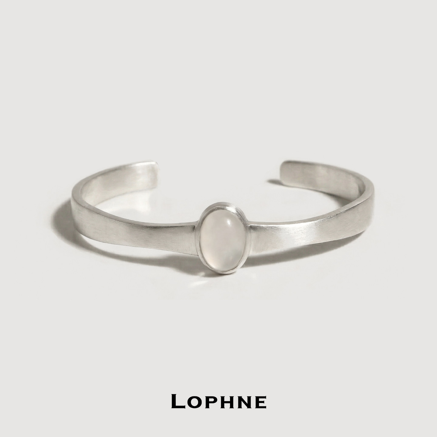 LOPHNE中古简约时尚纯银白玛瑙手镯 手工哑光气质轻奢高级感礼物