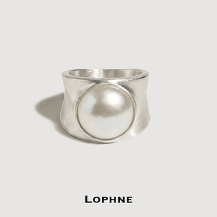 LOPHNE中古马贝珠手工宽戒指复古分量感轻奢高级感气质百搭闭口戒
