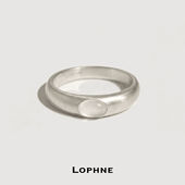 LOPHNE 极简通勤 白玛瑙素圈戒指手工印度银纯银简约百搭高级感