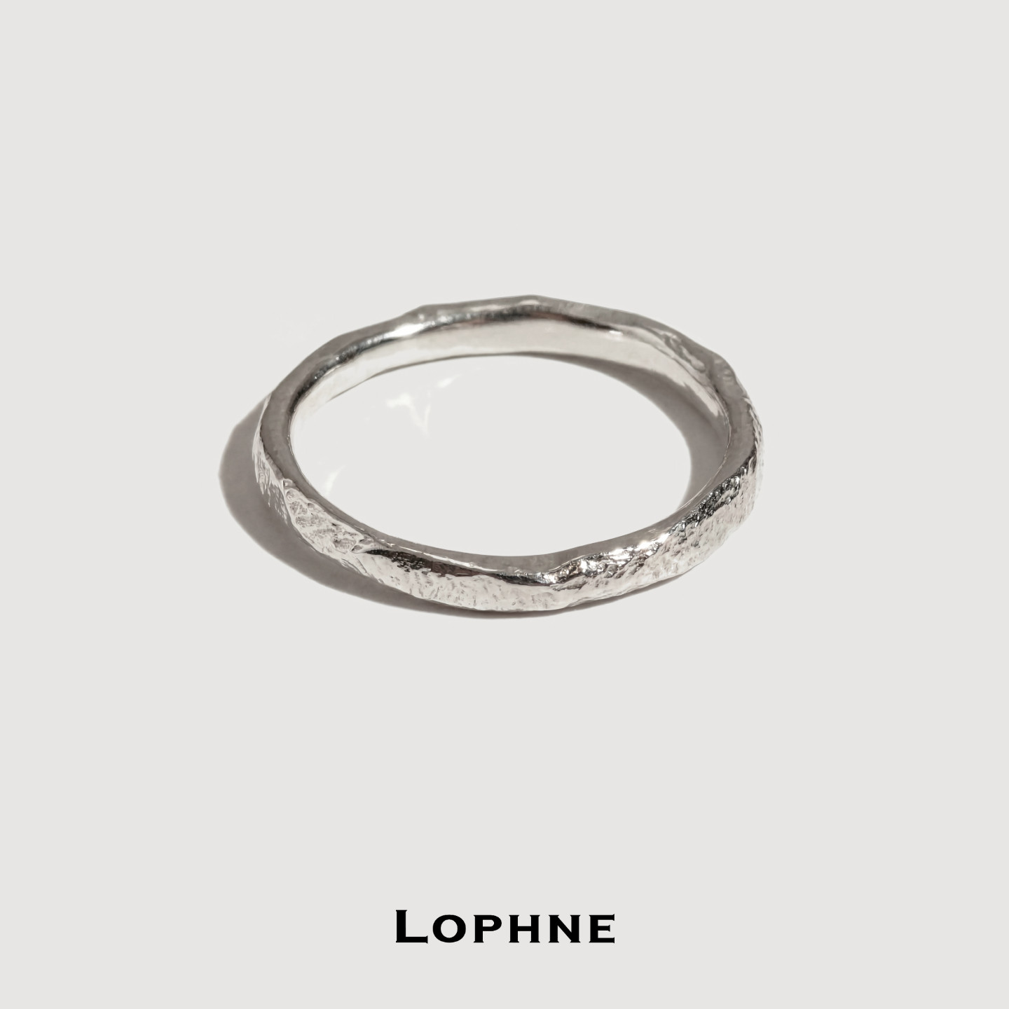 LOPHNE叠戴万金油手工纯银素圈肌理细戒指中古简约时尚百搭高级感
