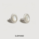 LOPHNE 点睛椭圆贝母小耳钉 纯银手工通勤复古精致百搭气质高级感