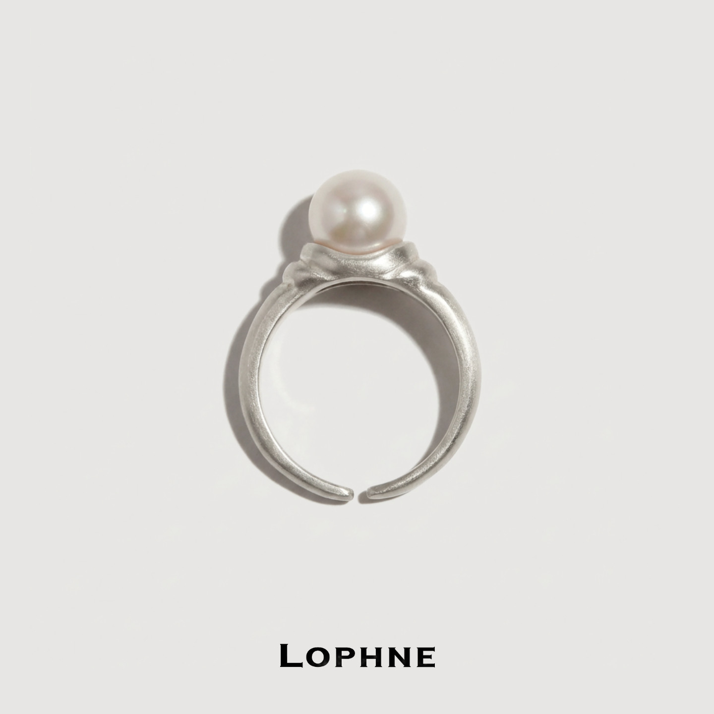 LOPHNE 天然淡水珍珠唇边戒指 纯银中古风复古手工轻奢开口可调节