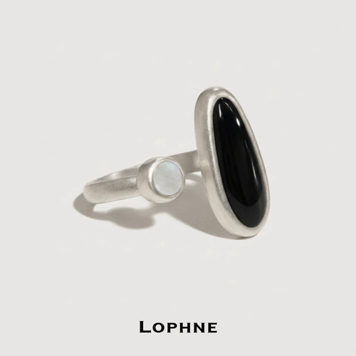 LOPHNE黑玛瑙圆贝母戒指