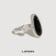 原创设计开口简约黑玛瑙贝母纯银戒指 LOPHNE 伙伴 文艺高级感