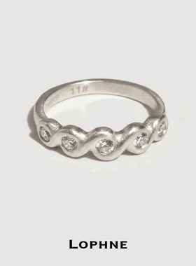 LOPHNE【气质当打】复古轻奢波浪戒指 925银莫桑钻气质高级感礼物