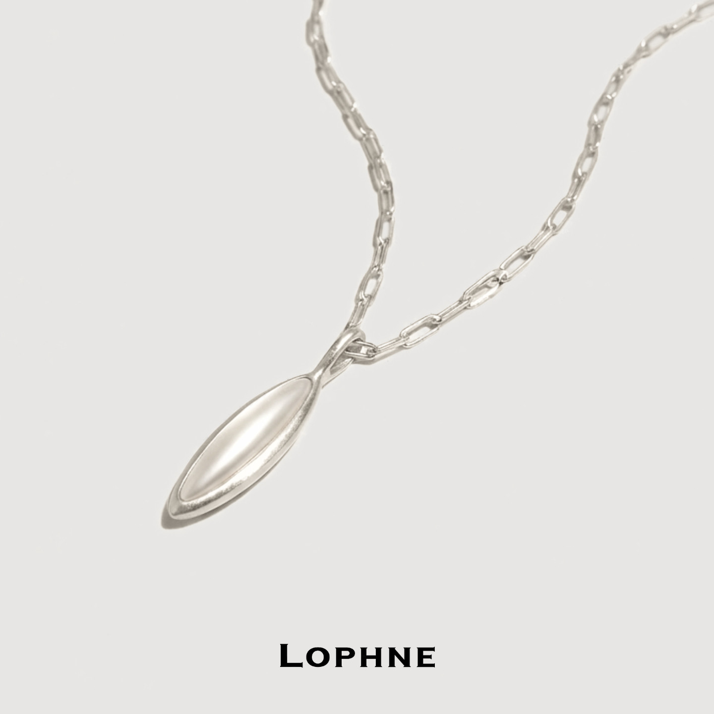 LOPHNE 光泽感菱形贝母925纯银项链精致毛衣链欧美气质百搭高级感