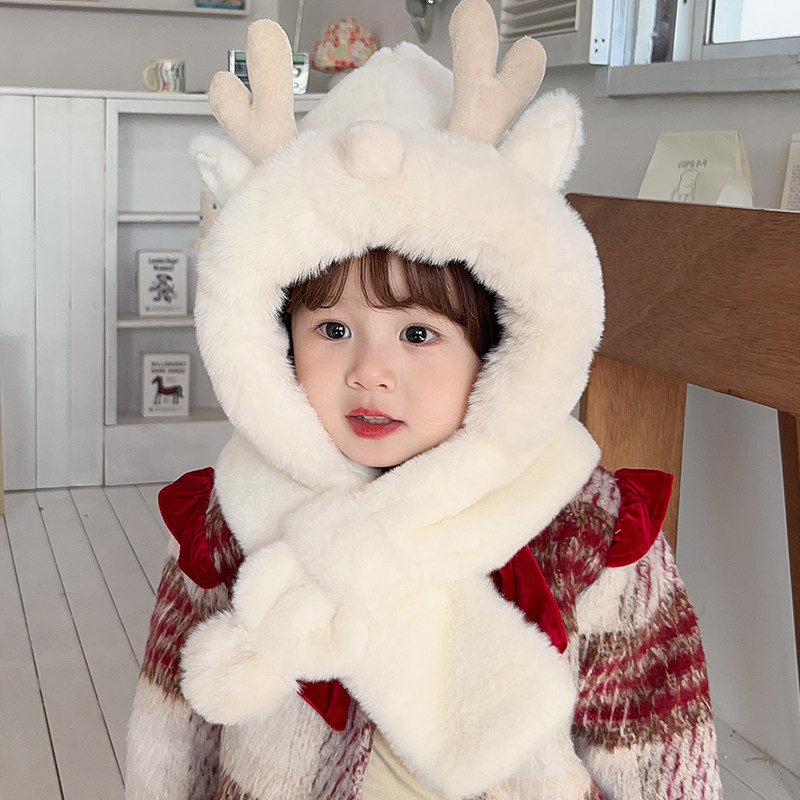 儿童帽子围巾一体帽毛绒秋冬可爱保暖男童女童冬季宝宝套头护耳帽,童装/婴儿装/亲子装,帽子,淘宝优惠券,粉丝福利购,淘宝优惠卷