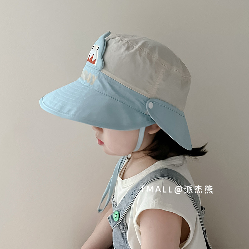 夏季宝宝帽子薄款女宝宝防晒遮阳帽男童女童太阳帽披肩渔夫帽儿童